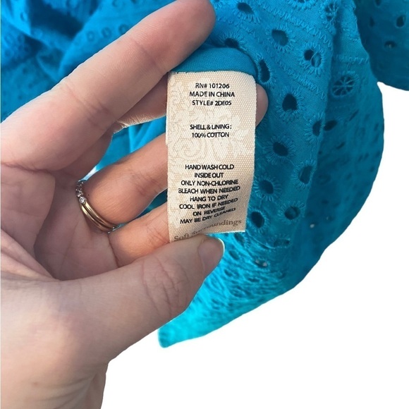 SOFT SURROUNDINGS Women's Midi Length Marisol Dress Blue Size Medium Eyelet - Picture 7 of 9